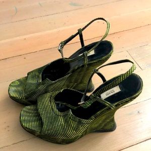 Prada green platform heels 38.5
